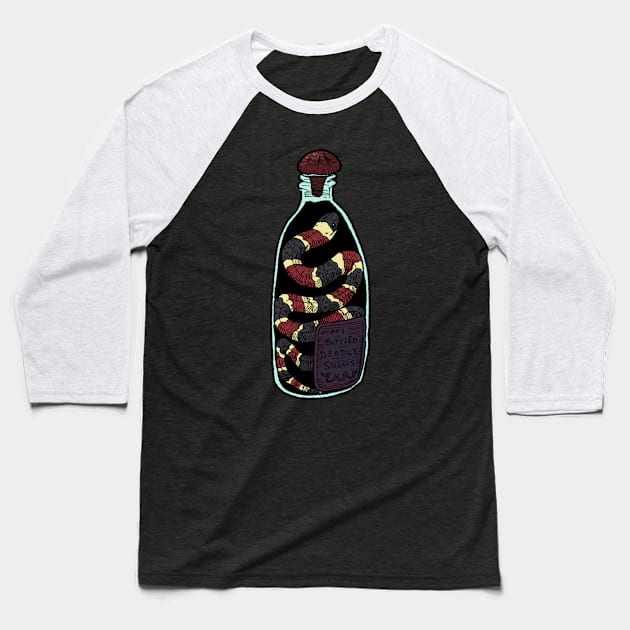 Nora's Poisonous Snake in a Bottle Baseball T-Shirt by Ballyraven